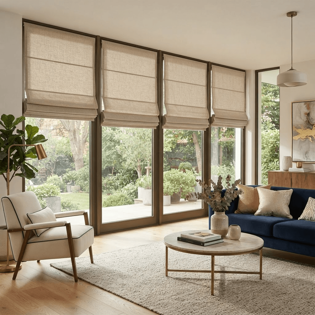 Custom roman shades