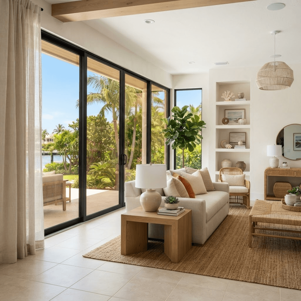 Energy-efficient impact windows in a bright Lakewood Ranch great room