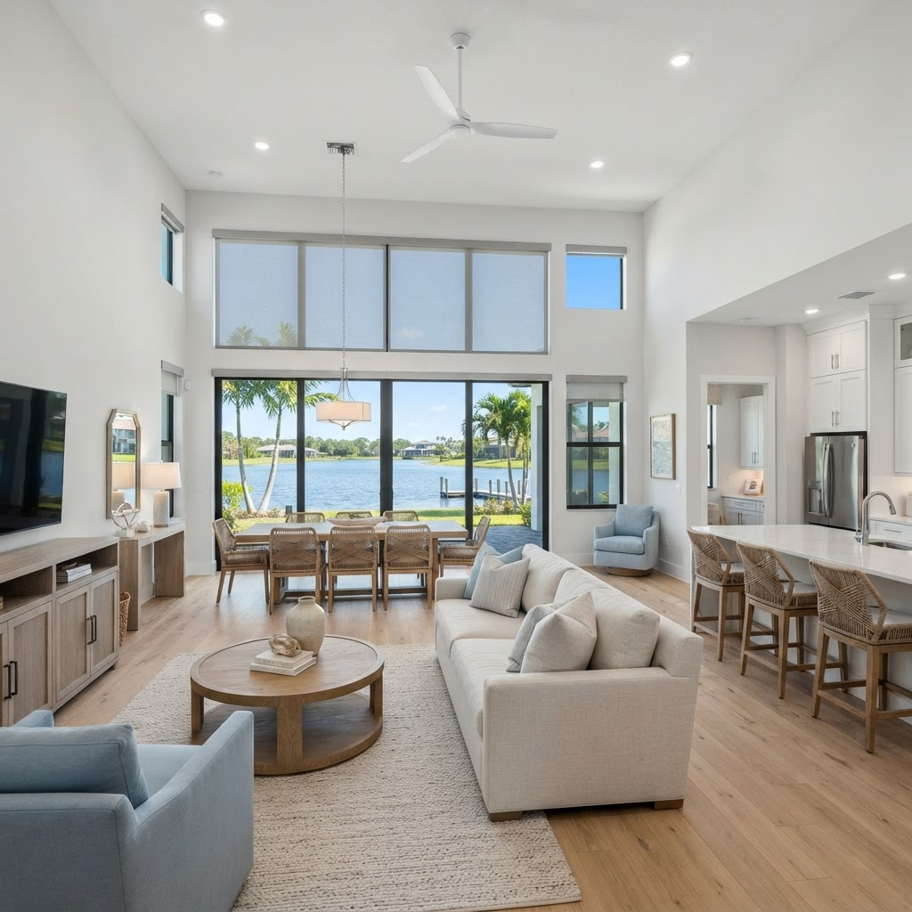 IslandWalk at Wellen Park home interior in Venice with water views and light-filtering shades