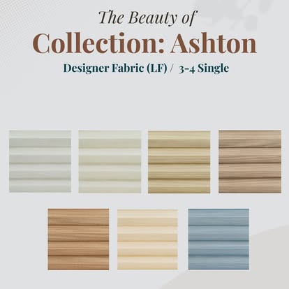 Norman "Collection: Ashton" graphic showing Designer Fabric cellular shade swatches